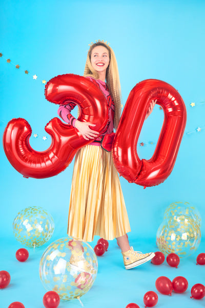 Folija balons Cipars ''9'', 86cm, sarkans (Foil Balloon Number '', red)