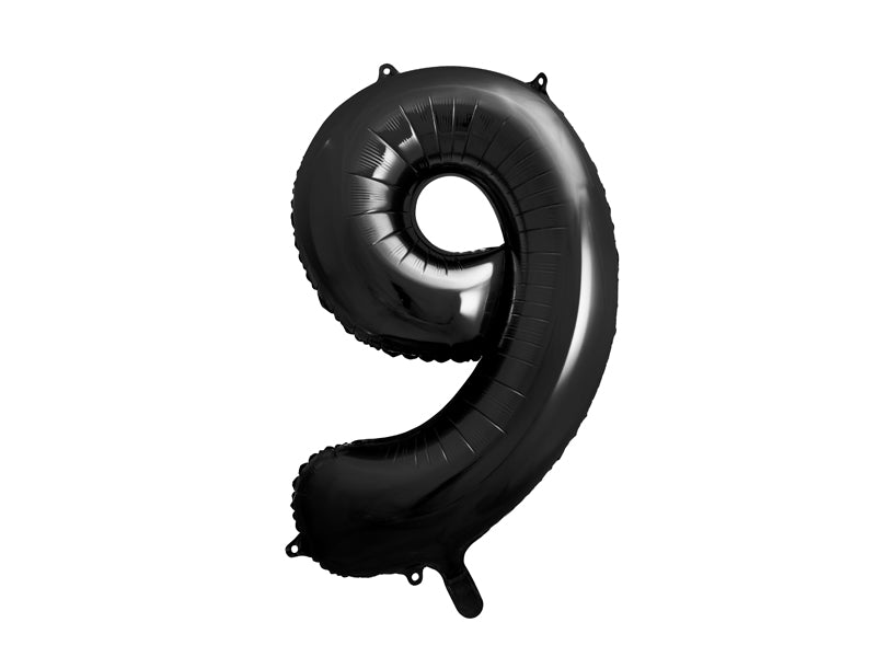 Folija balons Cipars ''9'', 86cm, melns (Foil Balloon Number '', black)