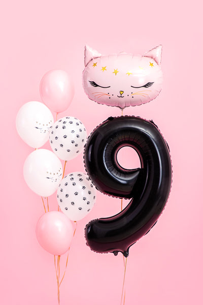 Folija balons Cipars ''9'', 86cm, melns (Foil Balloon Number '', black)