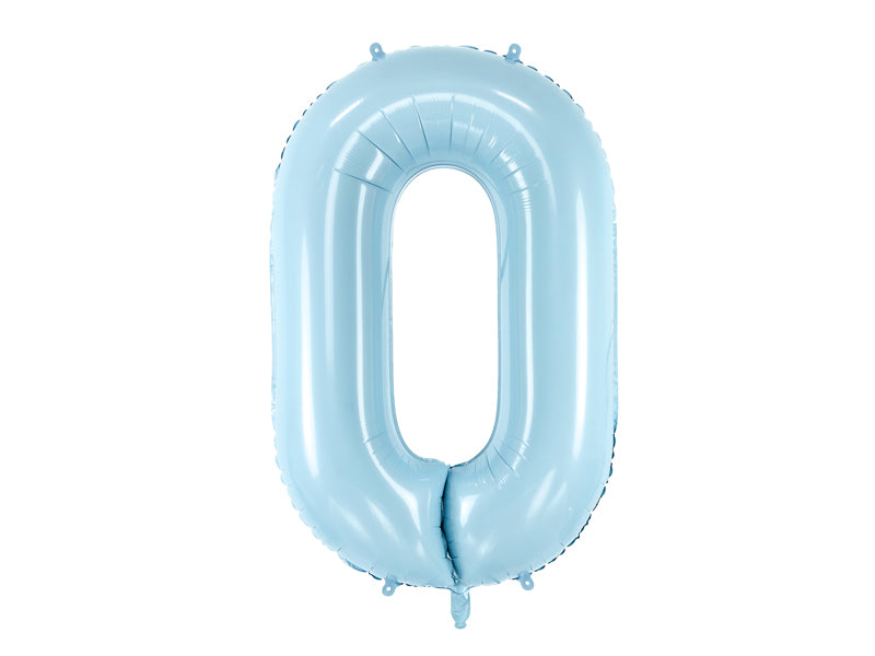 Folija balons Cipars ''0'', 86cm, light zils (Foil Balloon Number '', light blue)