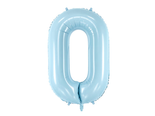Folija balons Cipars ''0'', 86cm, light zils (Foil Balloon Number '', light blue)