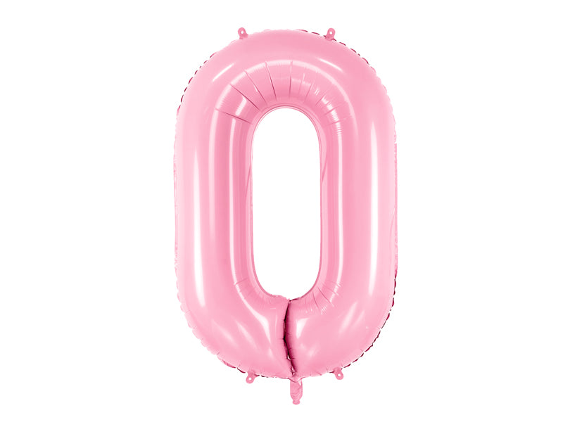 Folija balons Cipars ''0'', 86cm, rozā (Foil Balloon Number '', pink)