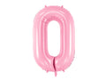 Folija balons Cipars ''0'', 86cm, rozā (Foil Balloon Number '', pink)