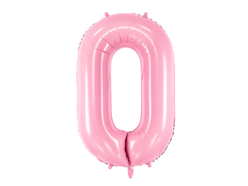 Folija balons Cipars ''0'', 86cm, rozā (Foil Balloon Number '', pink)