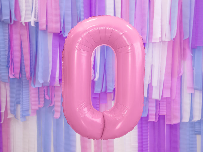 Folija balons Cipars ''0'', 86cm, rozā (Foil Balloon Number '', pink)