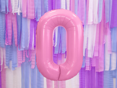 Folija balons Cipars ''0'', 86cm, rozā (Foil Balloon Number '', pink)