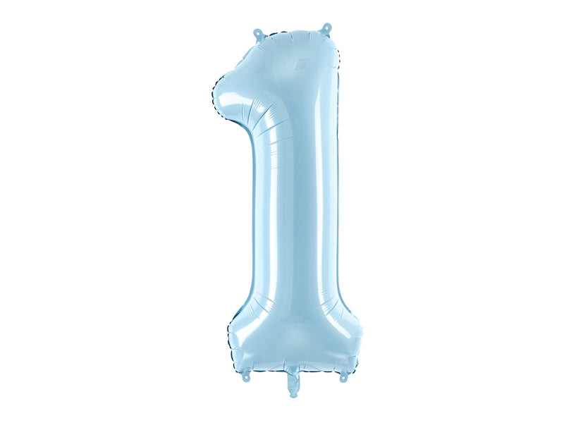 Folija balons Cipars ''1'', 86cm, light zils (Foil Balloon Number '', light blue)