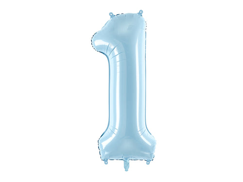 Folija balons Cipars ''1'', 86cm, light zils (Foil Balloon Number '', light blue)