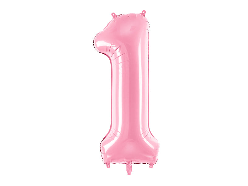 Folija balons Cipars ''1'', 86cm, rozā (Foil Balloon Number '', pink)