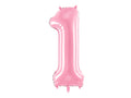Folija balons Cipars ''1'', 86cm, rozā (Foil Balloon Number '', pink)