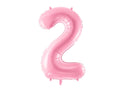 Folija balons Cipars ''2'', 86cm, rozā (Foil Balloon Number '', pink)