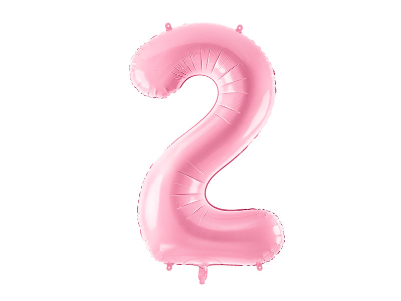 Folija balons Cipars ''2'', 86cm, rozā (Foil Balloon Number '', pink)