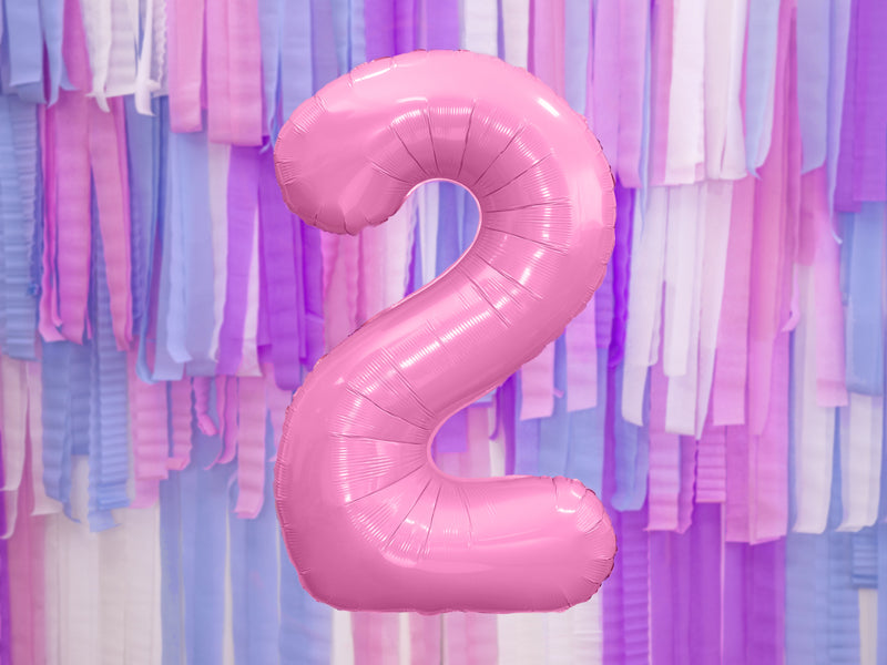Folija balons Cipars ''2'', 86cm, rozā (Foil Balloon Number '', pink)