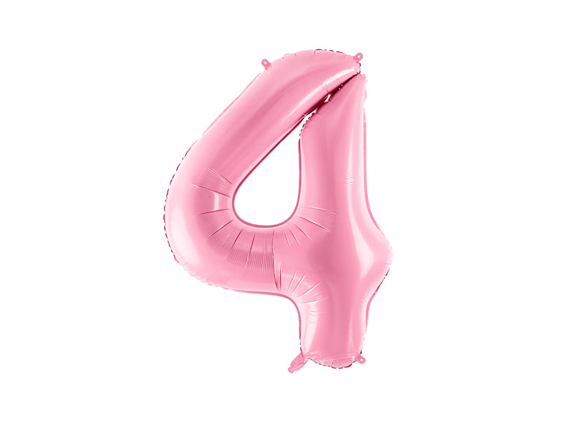 Folija balons Cipars ''4'', 86cm, rozā (Foil Balloon Number '', pink)