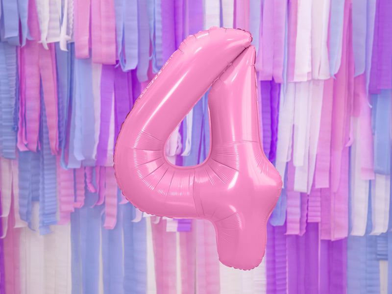 Folija balons Cipars ''4'', 86cm, rozā (Foil Balloon Number '', pink)