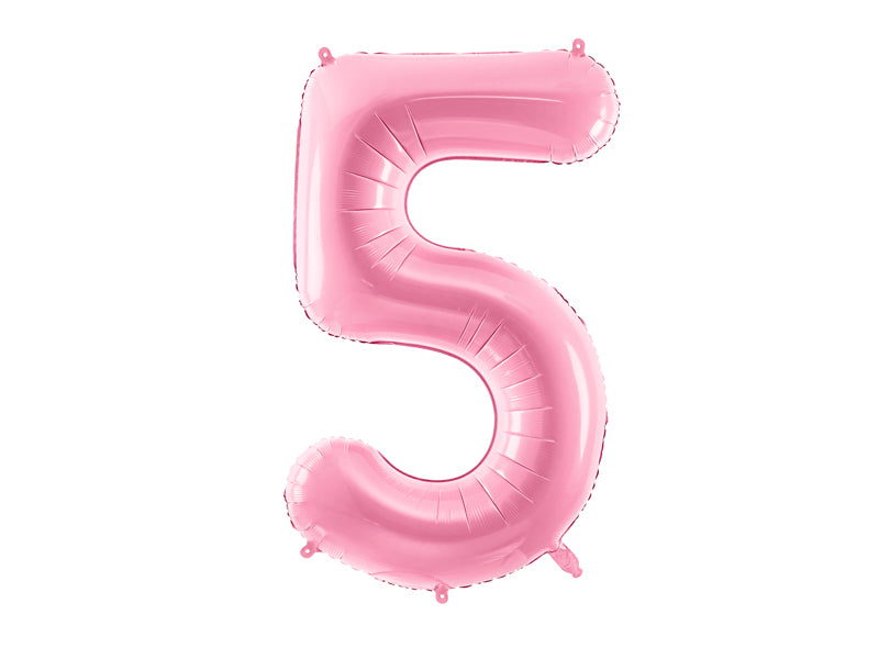 Folija balons Cipars ''5'', 86cm, rozā (Foil Balloon Number '', pink)