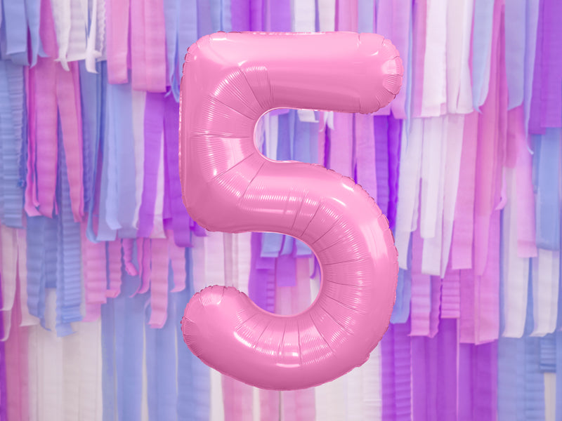 Folija balons Cipars ''5'', 86cm, rozā (Foil Balloon Number '', pink)