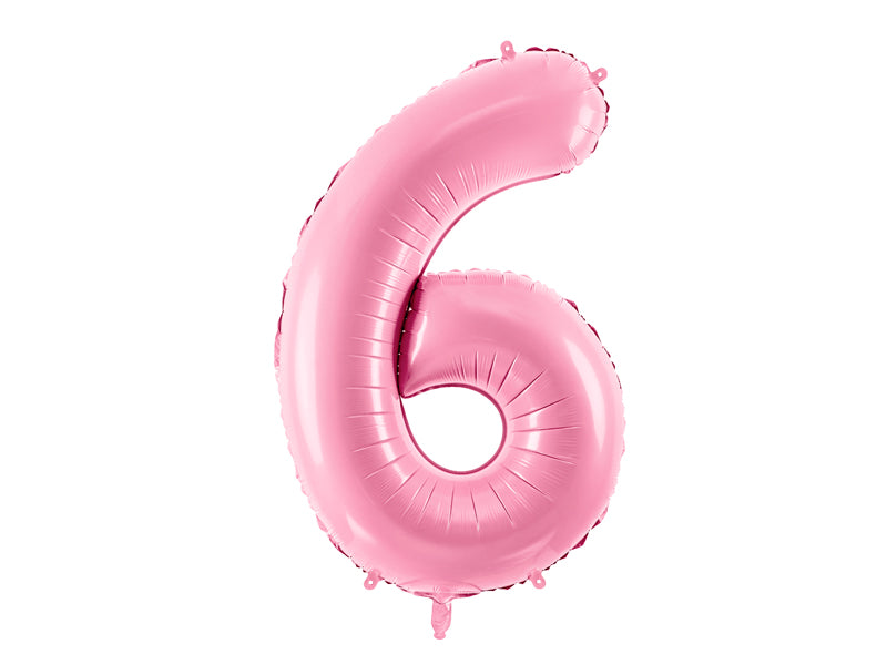 Folija balons Cipars ''6'', 86cm, rozā (Foil Balloon Number '', pink)