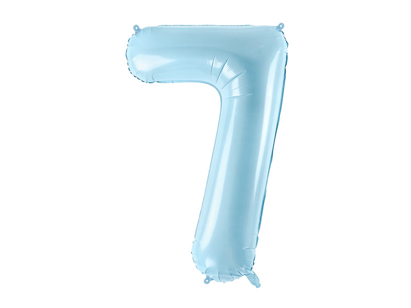 Folija balons Cipars ''7'', 86cm, light zils (Foil Balloon Number '', light blue)