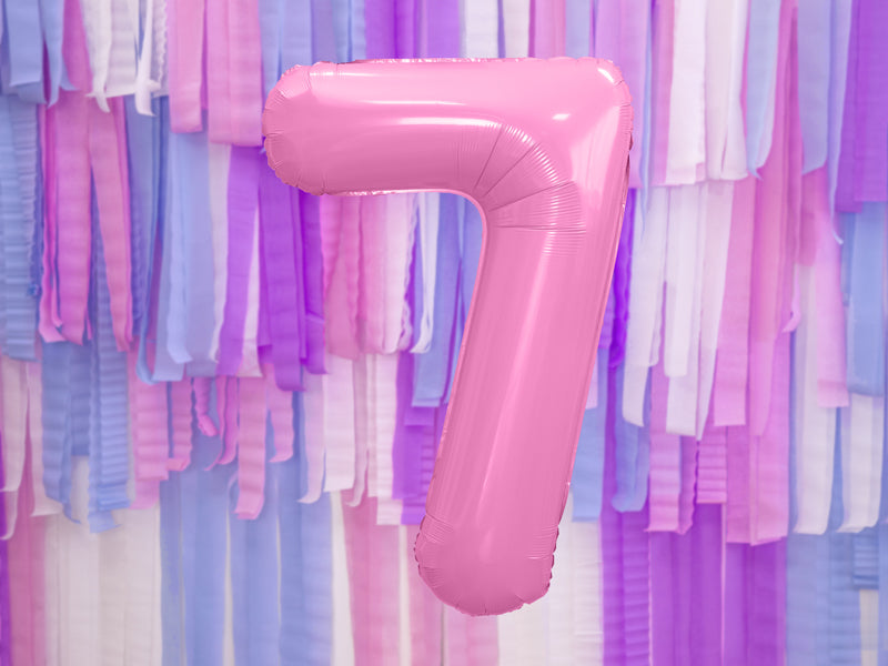 Folija balons Cipars ''7'', 86cm, rozā (Foil Balloon Number '', pink)