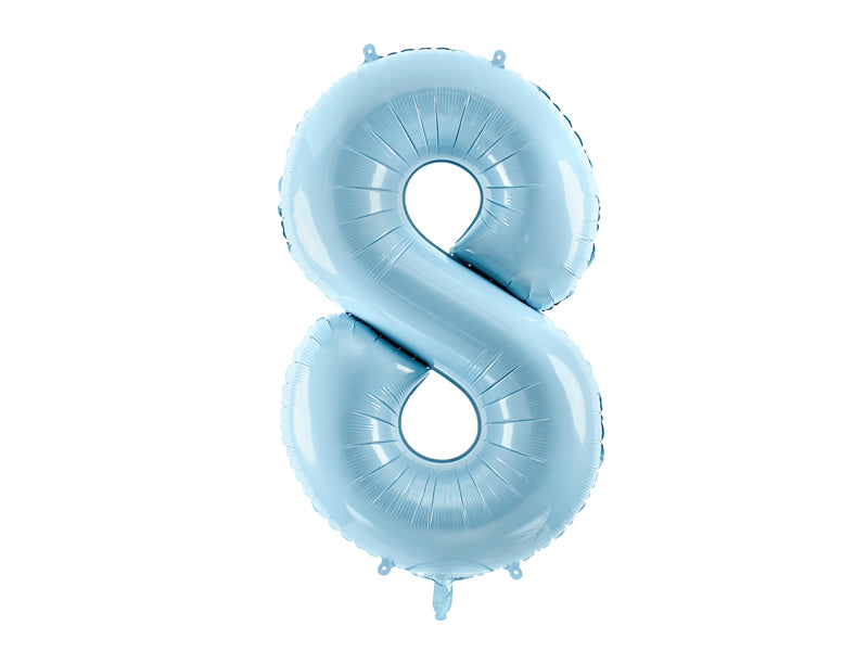 Folija balons Cipars ''8'', 86cm, light zils (Foil Balloon Number '', light blue)