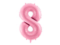 Folija balons Cipars ''8'', 86cm, rozā (Foil Balloon Number '', pink)