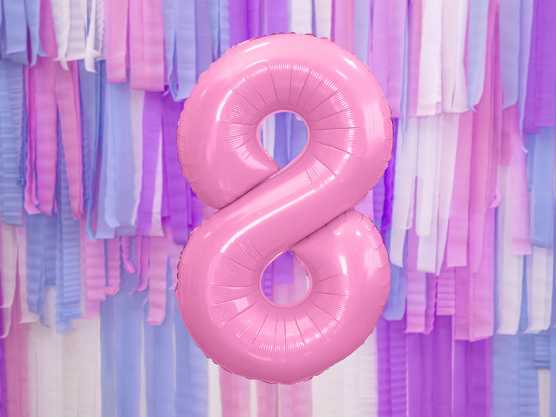 Folija balons Cipars ''8'', 86cm, rozā (Foil Balloon Number '', pink)