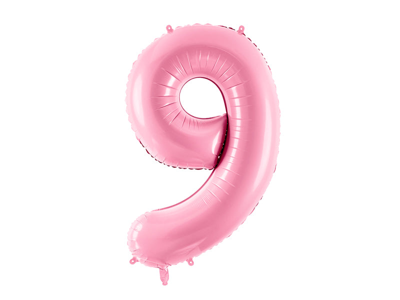Folija balons Cipars ''9'', 86cm, rozā (Foil Balloon Number '', pink)