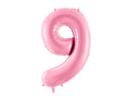 Folija balons Cipars ''9'', 86cm, rozā (Foil Balloon Number '', pink)