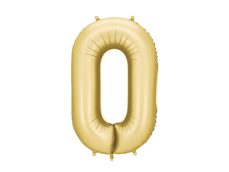 Folija balons Cipars '0', 86 cm, zelts (Foil Balloon Number '0', gold)
