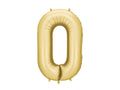 Folija balons Cipars '0', 86 cm, zelts (Foil Balloon Number '0', gold)