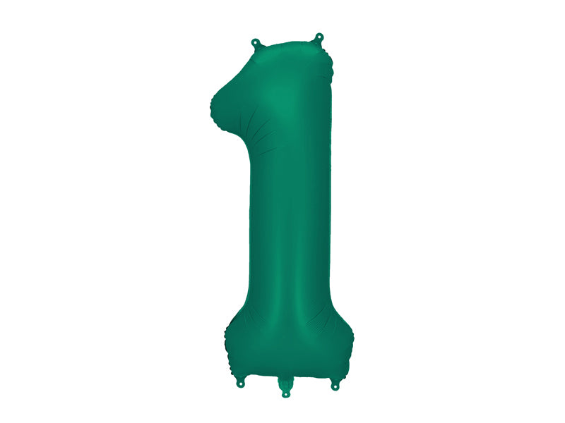Folija balons Cipars ''1'', 86cm, Bottle zaļš (Foil Balloon Number '', Bottle Green)