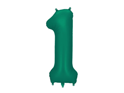 Folija balons Cipars ''1'', 86cm, Bottle zaļš (Foil Balloon Number '', Bottle Green)