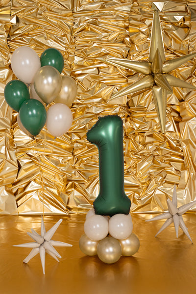 Folija balons Cipars ''1'', 86cm, Bottle zaļš (Foil Balloon Number '', Bottle Green)