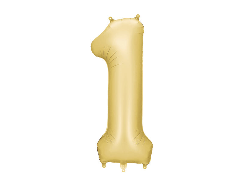 Folija balons Cipars '1', 86 cm, zelts (Foil Balloon Number '1', gold)