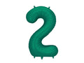 Folija balons Cipars ''2'', 86cm, Bottle zaļš (Foil Balloon Number '', Bottle Green)
