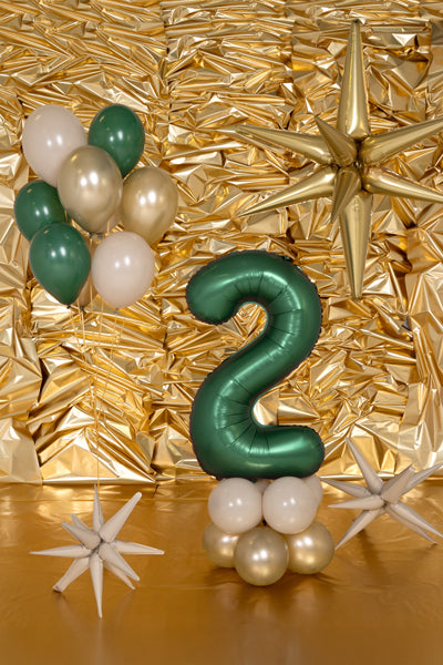 Folija balons Cipars ''2'', 86cm, Bottle zaļš (Foil Balloon Number '', Bottle Green)