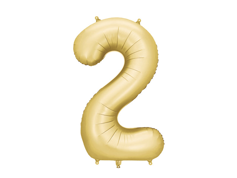 Folija balons Cipars '2', 86 cm, zelts (Foil Balloon Number '2', gold)