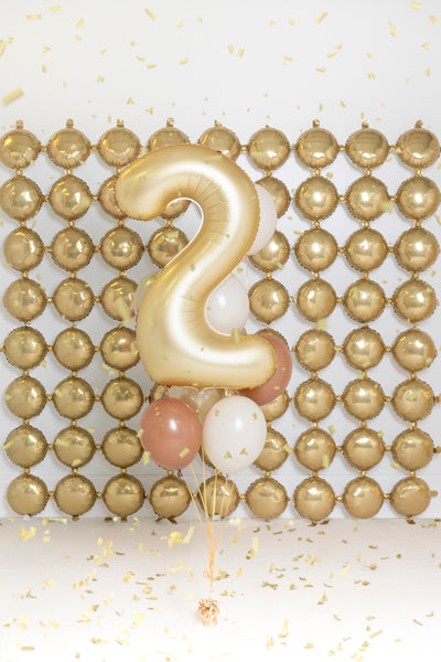 Folija balons Cipars '2', 86 cm, zelts (Foil Balloon Number '2', gold)