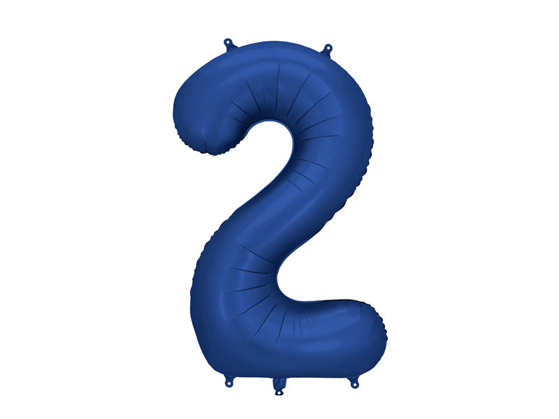 Folija balons Cipars '2', 86cm, tumši zils (Foil Balloon Number '2', navy)