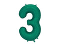 Folija balons Cipars ''3'', 86cm, Bottle zaļš (Foil Balloon Number '', Bottle Green)