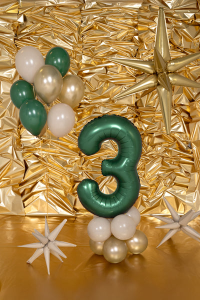 Folija balons Cipars ''3'', 86cm, Bottle zaļš (Foil Balloon Number '', Bottle Green)