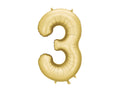 Folija balons Cipars '3', 86 cm, zelts (Foil Balloon Number '3', gold)