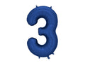 Folija balons Cipars '3', 86cm, tumši zils (Foil Balloon Number '3', navy)