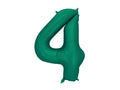Folija balons Cipars ''4'', 86cm, Bottle zaļš (Foil Balloon Number '', Bottle Green)
