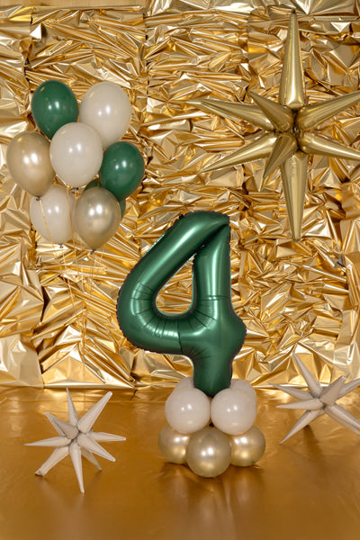 Folija balons Cipars ''4'', 86cm, Bottle zaļš (Foil Balloon Number '', Bottle Green)