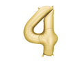 Folija balons Cipars '4', 86 cm, zelts (Foil Balloon Number '4', gold)
