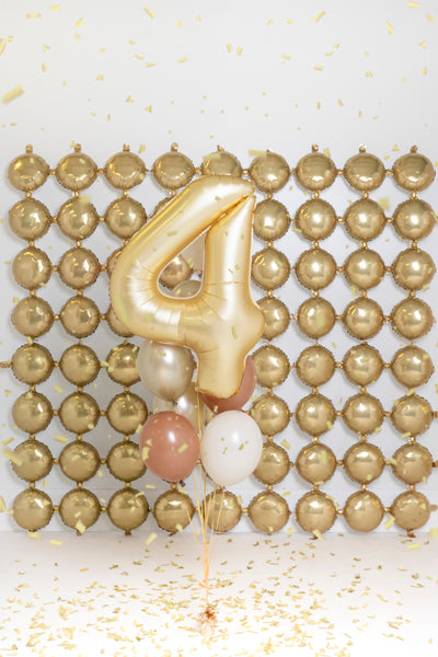 Folija balons Cipars '4', 86 cm, zelts (Foil Balloon Number '4', gold)