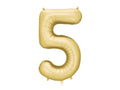 Folija balons Cipars '5', 86 cm, zelts (Foil Balloon Number '5', gold)