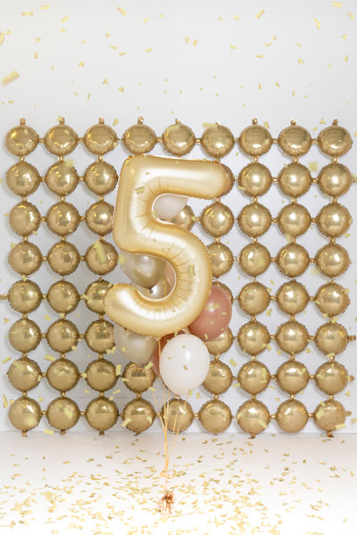 Folija balons Cipars '5', 86 cm, zelts (Foil Balloon Number '5', gold)